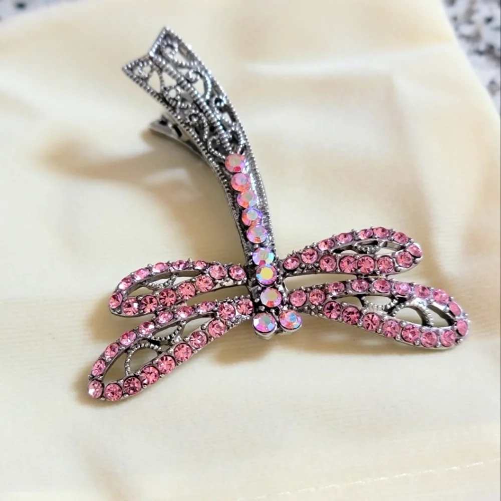 Rhinestone Dragonfly Brooch / Hair Clip - Picture 7 of 8
